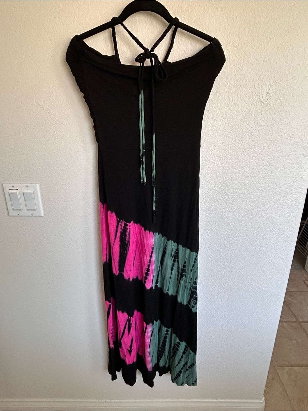 Sky Black Maxi Dress with Pink & Teal Tie-Dye Panels - Picture 2 of 3